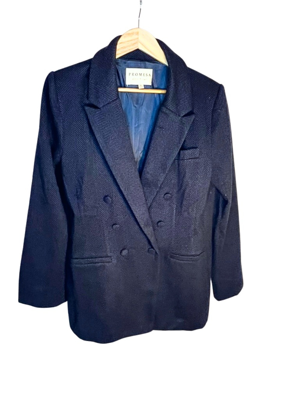 Navy Herringbone Promesa Blazer
